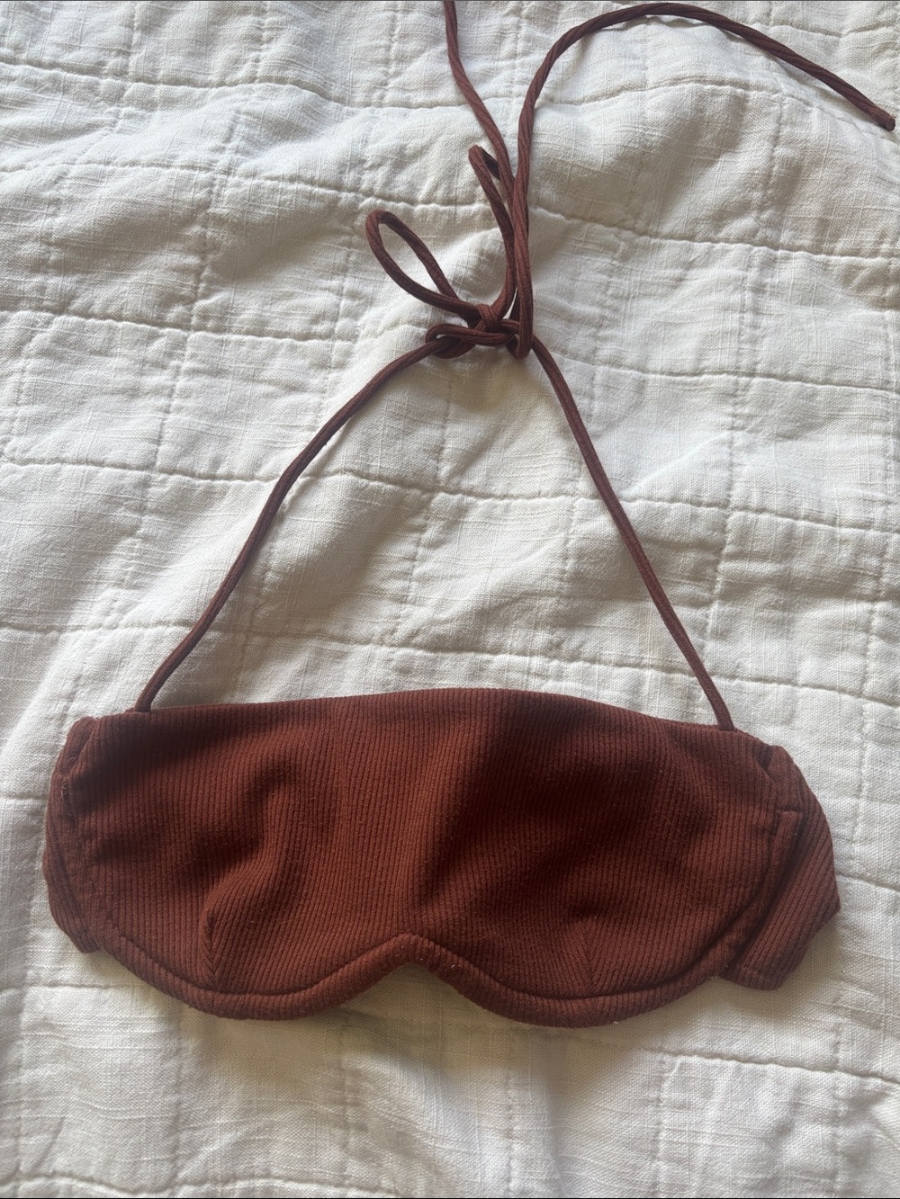 Princess Polly Brown Ribbed Bandeau Halter Top